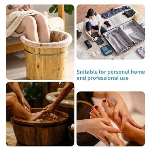 REQEHO 25PCS Pedicure Liners Disposable - Plastic Footsie Footbath Foot Soak Bath Spa Pedicure Bowl Liners Disposable Covers Bags for Feet Basin Soaking Bucket Tub Productos Para Pedicura Spa Supplies