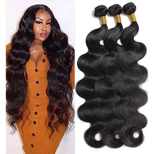 Body Wave Bundles Human Hair (20 22 24Inch) 10A Brazilian Human Hair Bundles Body Wave 3 Bundles 100% Unprocessed Brazilian Virgin Hair Body Wave 3 Bundles Human Hair Extensions Natural Black Color