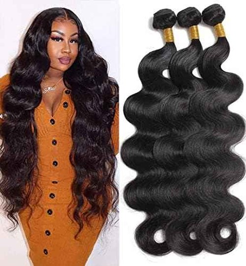 Human Hair Bundles (10 12 14Inch) Brazilian Body Wave Hair 3 Bundles Unprocessed 100% Virgin Human Hair Double Weft 3 Bundles Body Wave Human Hair Natural Black Color Body Wave Bundles
