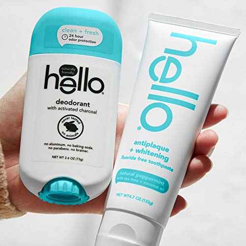 hello Activated Charcoal Fresh and Clean Deodorant for Women and Men, Aluminum Free, Baking Soda Free, Parabens Free, 24 Hour Protection, 2.6 Ounce (Pack of 3)