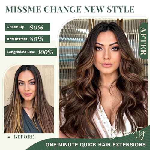 Missme Clip In Hair Extensions Real Human Hair,14in 110g 7pcs Balayage Dark Brown Mixed Chestnut Brown Invisible Straight Seamless Clip Ins Hair Extensions For Women