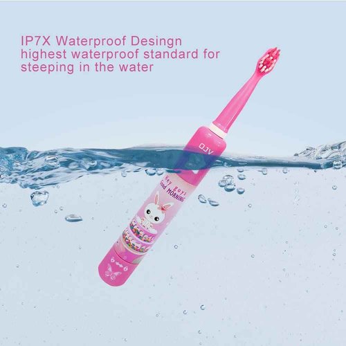 OJV 8620 Musical Electric Toothbrushes for Kids Children, 3 Modes 2 Min Timer, 6 Bristles Rechargeable Power Smart Sonic Music Play Song Toothbrush for Girls Age 3-14 with Wall Mounted Holder (Pink)