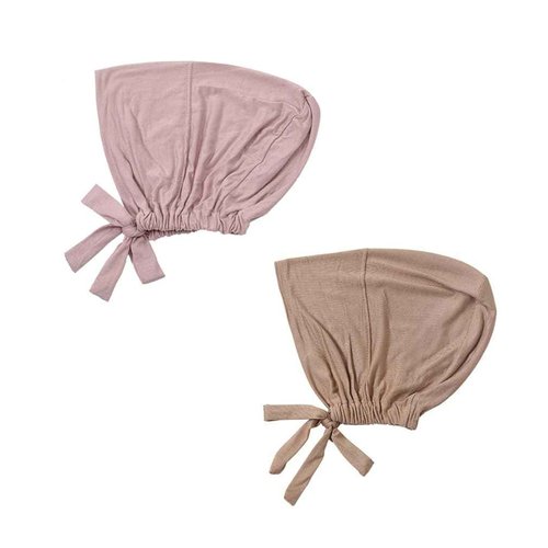 Hophor Bonnet Hair Wrap for Sleeping, 2 Pcs Adjustable Women Men Sleep Cap Slouchy with Adjustable Strap Curly Hair Head Scarf Night Caps(Pink+Light Khaki(2pcs))