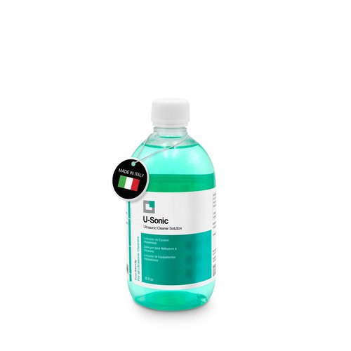 ERRECOM U-Sonic, Ultrasonic Cleaner Solution for Ultrasonic Machine Cleaners, Concentrate, Effective & Gentle Formulation for Jewels, Glasses, Aligner, Dentures, Small Accessories, 17 fl oz (500 mL)
