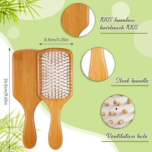 Tessco for you 24 Pcs Bamboo Hair Brushes for Women Bulk Wooden Paddle Brush Scalp Massage Bamboo Bristles Anti Static Men Engraving DIY Gift for Wedding Teacher(White)