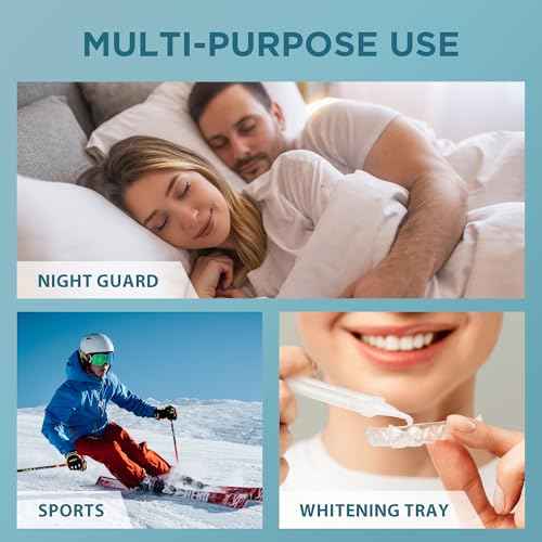 Mouth Guard for Grinding Teeth at Night: Night Guards for Teeth Clenching Custom Fit for Nighttime Protection 4 Pack + 20 Cleansing Tablets