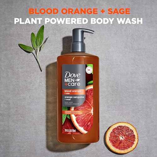 DOVE MEN + CARE Body Wash Blood Orange to Rebuild Skin in the Shower with Plant-Based Cleansers and Moisturizers 26 fl oz