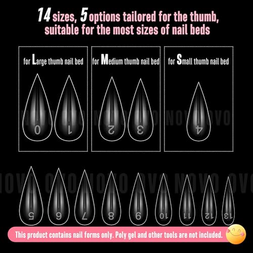 NOVO OVO Halloween Cat Claw Short Curved Stiletto Nail Dual Forms for Poly Gel Extension of 3D Eagle Hawk Curve Sculptural Acrylic Nails, Reusable Full Cover Molds Nail Art Design 280 Pcs 14 sizes