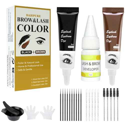 Brown Eyebrow Color Kit with Natural Result Black Lash Color Kit for Professional and Home Use