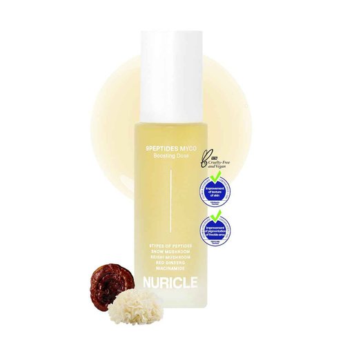 NURICLE 9PEPTIDES MYCO Boosting Dose 30ml (1.014 fl.oz) - 1st Step Hydrating Anti-Aging Booster for boosting skin condition 2x | Korean Peptide Serum with Reishi, Snow Mushroom & Niacinamide