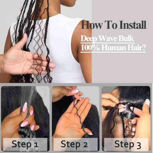 Human Hair Braiding Hair 18 Inch 100g/2Bundles Auburn Ginger Deep Wave Bulk Human Hair For Braiding 12A Curly Human Hair Extensions For Braids No Weft Knotless Human Braiding Hair