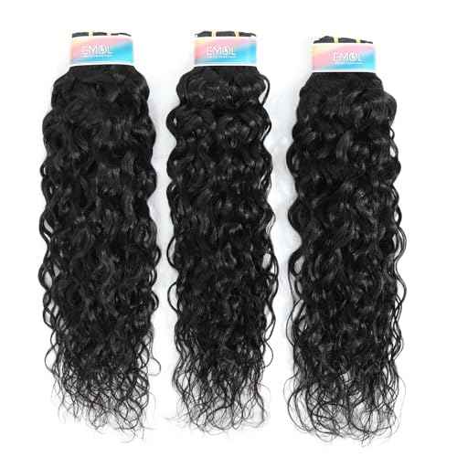 Water Wave Human Hair Bundles 12 14 16 Inch, Curly Bundles Human Hair Wet and Wavy, Short Soft Brazilian Weave Extensions for Black Women, 285g-300g