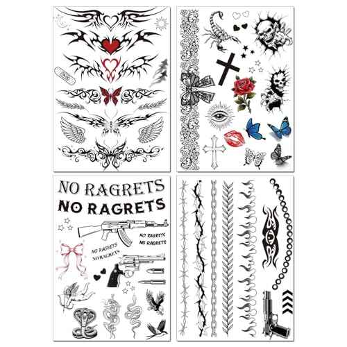 Barbed Wire Temporary Tattoo No Ragrets Halloween Costume Tattoos Stickers For Adults Men Women