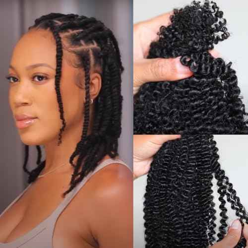 Afro Kinky Curly Braiding Hair for Dreadlocks, Loc Repair, Twists, Dreadlock Human Hair Bulk Pre-Separated Spring Afro Twist Human Hair Extensions 22Inch 100g
