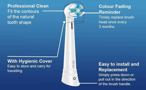 12 Pack Replacement Heads with Medium Soft Bristles Compatible with Oral b IO 2/3/4/5/6/7/8/9/10 Series Electric Toothbrush, IO Brush Heads Compatible with Oral b (Black/White)