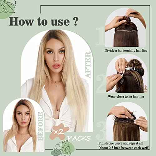 S-noilite Clip in Human Hair Extensions Full Head 8 Pieces/Set Long Straight Silky Soft Clip on Hair (18"-100g #4 Medium Brown)