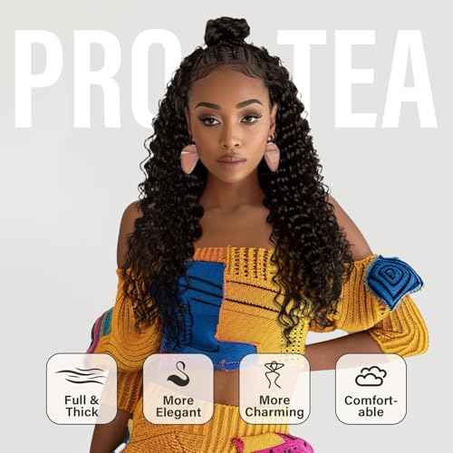 PROTEA Braided Wigs for Black Women, Full Lace Frontal Updo Bun Box Braids Wigs with Baby Hair, Lightweight Synthetic Fully Handmade Braided Wig, 24 Inch #1B Natural Black