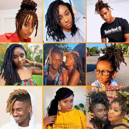 0.4 cm Loc Extensions Human Hair 100 Strands Dreadlock Extensions Human Hair Loc Extensions Dreads Extensions for Men Women Kids 6 Inch Real Human Hair Locs 1B Natural Black Handmade Permanent Locs
