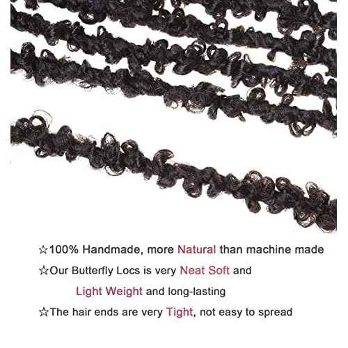 Leeven 24 Inch Butterfly Locs Crochet Hair 6 Packs Distressed Faux Locs Crcoeht Hair 1B# Pre-twsied Synthetic Fluffy Goddess Butterfly Soft Locs Crochet Braids Hair Extensions