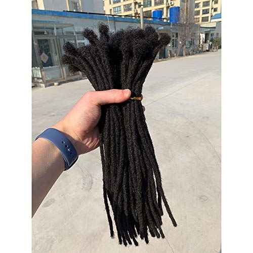 YONNA Human Hair Microlocks Sisterlocks Dreadlocks Extensions 20Locs Full Handmade (Width 0.4cm) 16inch Natural Black #1B