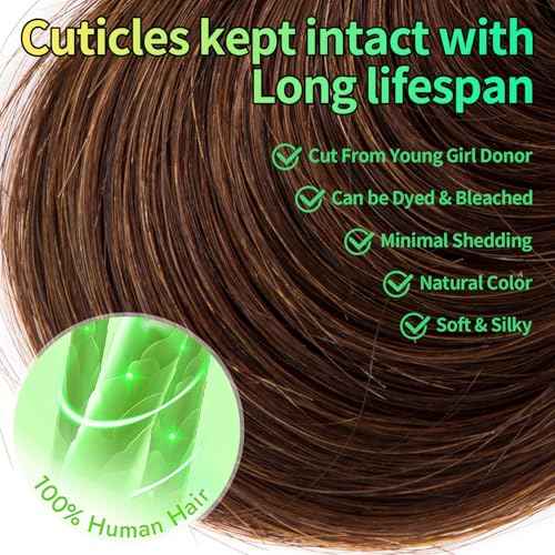 Human Hair Bundles Body Wave Light Brown, 16 Inch - 1 Bundle, Antousha Body Wave Bundles Human Hair 12A Brazilian Virgin Wavy Hair Bundles for Women