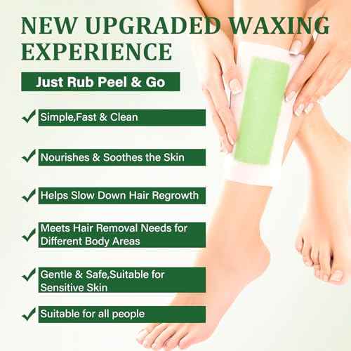 Wax Strips For Hair Removal, Waxing Kit For Women, Wax strips, Hypoallergenic, Facial Hair Removal for Women And Men, Waxing Hair Removeal Kit with 80 PCS + 4 Calming Oil Wipes(Green, Pack of 80)