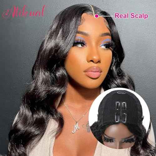 Body Wave V Part Wig Short Brazilian Virgin Human Hair Wigs For Black Women Thin Part Wig Glueless Clip In Half Wigs Upgrade U Part Wig Beginner Friendly No Sew In No Glue 24inch