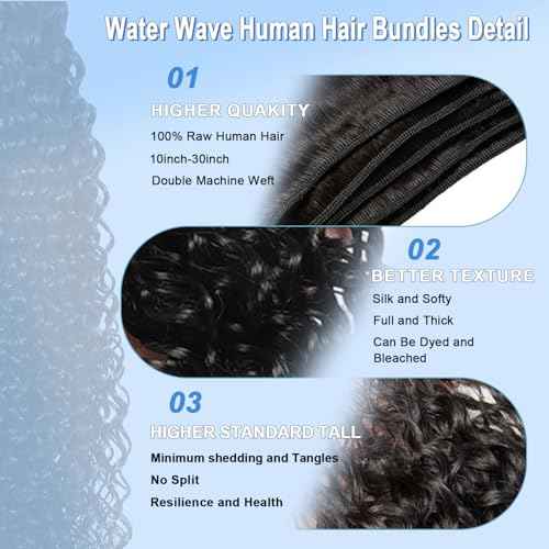 26 Inch Water Wave Bundles 12A Water Wave One Bundles Human Hair 100% Brazilian Unprocessed Remy Single Curly Wet And Wavy Bundles Human Hair Natural Color