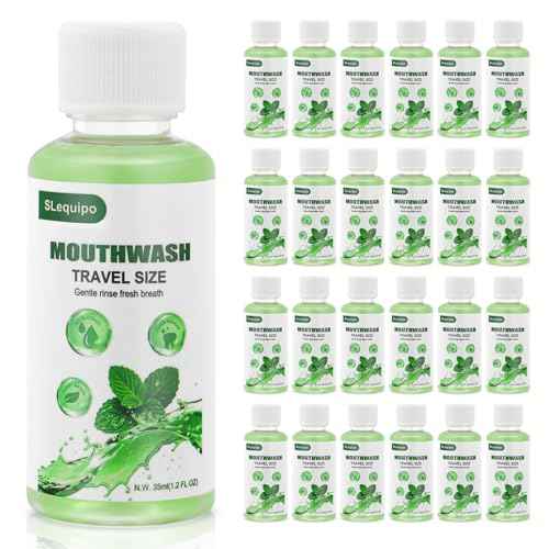 Travel Size Mouthwash Bulk Mini Fresh Mint Portable Mouthwash Individual Bottles 35ml/1.2fl oz for Travel Toiletry Kits (100)