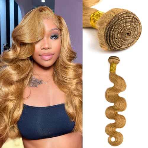 Human Hair Bundles Body Wave Honey Blonde, 26 Inch - 1 Bundle, Body Wave Bundles Human Hair 12A Brazilian Virgin Wavy Hair Bundles for Black Women