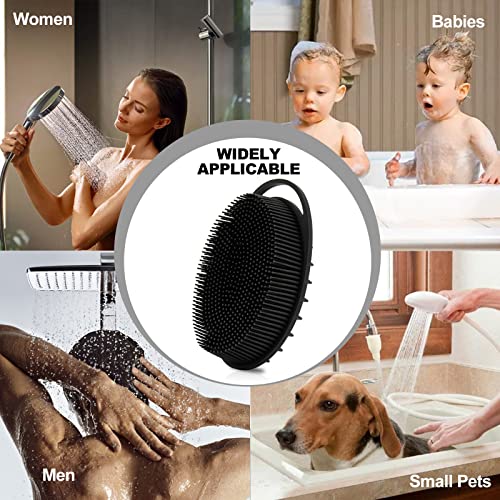 Silicone Body Scrubber, Silicone Loofah Double-Sided Body Brush,Silicone Shower Scrubber and Scalp Massager Shampoo Brush for Sensitive Kids Women Men All Kinds of Skin (1PCS Cool Gray)