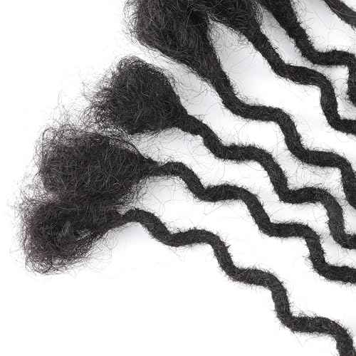 14 Inch 30 Strands Curly Loc Extensions Human Hair, 0.6cm Pencle Size Dreadlock Extensions Human Hair for Women Men Kids Full Handmade Permanent Dreads Locs