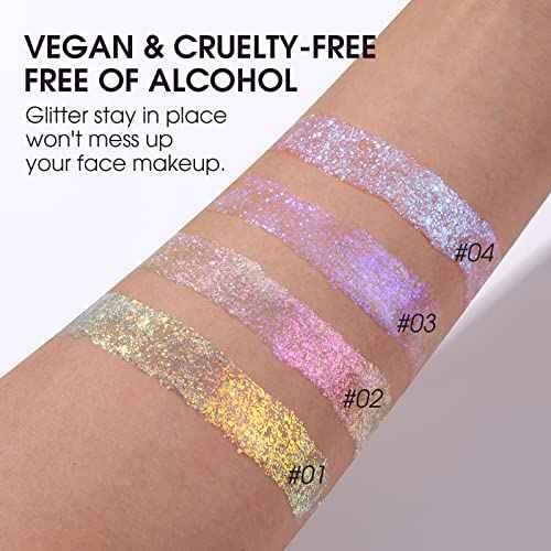 LANGMANNI Holographic Body Glitter Gel for Body, Face, Hair and Lip.Color Changing Glitter Gel Under Light. Vegan & Cruelty Free-1.35 oz (2# Sparkling Pink)