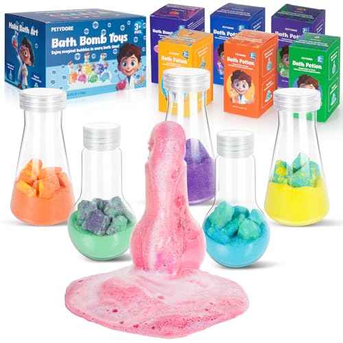 Bath Bomb Potion for Toddlers & Kids, 6-Pack Non-Toxic - Colorful Fizzy Fun - Interactive Bubble Bath Toy, Fun Science Bath Toys with a Colorful Foams & Bubbles Eruption