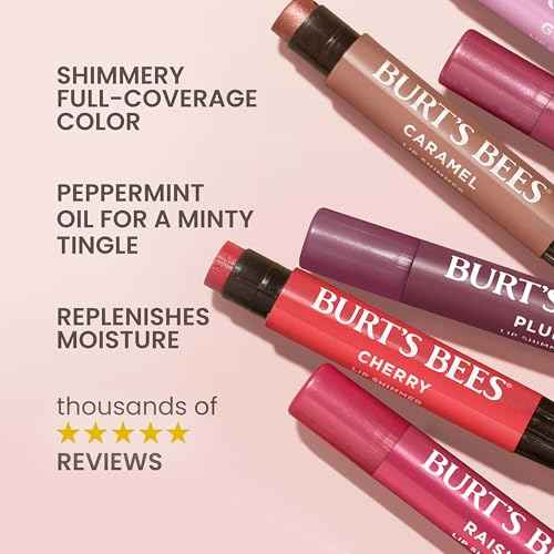 Burt's Bees Shimmer Lip Tint, Tinted Lip Balm Stick, Moisturizing for All Day Hydration with Natural Glowy Pigmented Finish & Buildable Color, Fig, 1 Tube, 0.09 oz.