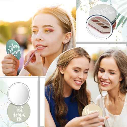Kigley 30 Pcs Operation Christmas Bulk Gifts Inspirational Compact Mirrors Bulk Gifts 2.76 Inch Small Portable Purse Pocket Mirrors for Operation Christmas Charity Box Fillers
