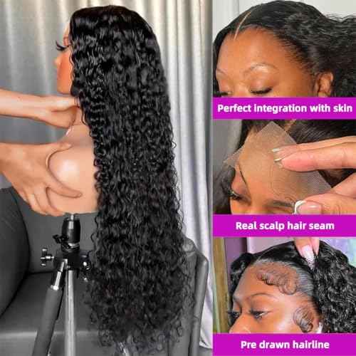 Deep Wave Lace Front Wigs Human Hair Wig for Woman 13x4 Hd Deep Curly Lace Front Wig Human Hair Pre Plucked Deep Wave Lace Frontal Wigs (24 Inch)