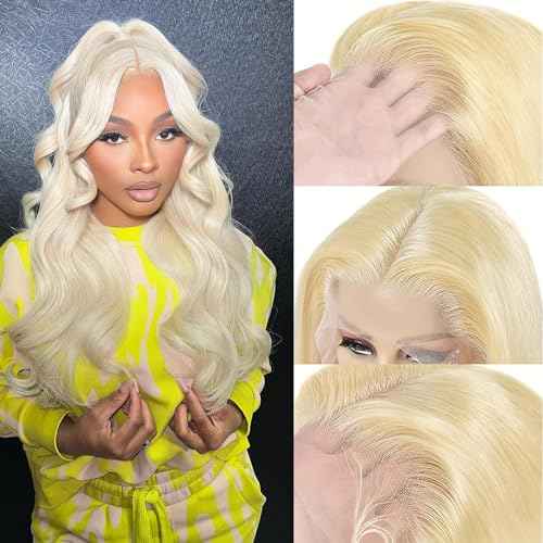613 13x6 Lace Front Wig Human Hair Body Wave Blonde Lace Front Wigs Human Hair Pre Plucked 613 HD Lace Frontal Wig for Women 180% Density Blonde Wig Human Hair 22 inch