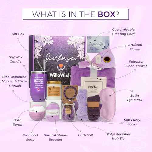 WILLOWISH 15 Pcs Self-Care Gifts for Women - Purple, Medium