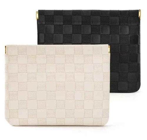 MZLUWM 2-Pack Small Waterproof Checkered Makeup Bag - Portable Leather Travel Toiletry Bag Organizer with Snap Closure, Aesthetic Travel Storage Pouches for Women's cosmetic bag for purse