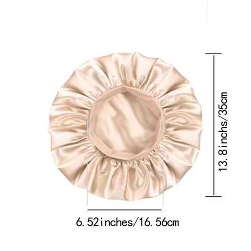 Silk Bonnet for Sleeping Women Curly Hair Bonnets with Tie Band Double Layer Reversible Sleep Bonnet Silk Hair Wrap Sleep Cap (Beige)