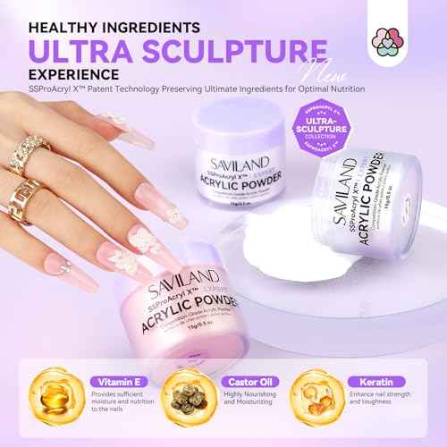 SAVILAND Professional Acrylic Nail Kit with Drill: Nail Kit Acrylic Set with 4OZ High Volumn EMA Monomer Nail Table Mat Essential Oil Nail Brush Nail Drill Kit Nail Extension Carving Women DIY Salon