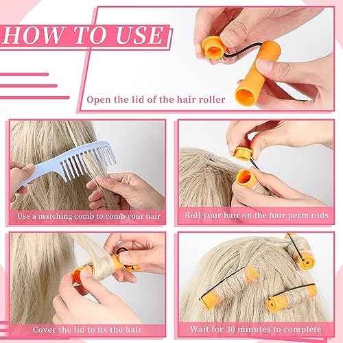 Tigeen 300 Pcs Perm Rods for Natural Hair Plastic Hair Rollers, No-Heat Small Curling Rods Cold Wave Rod for Women DIY Styling Hairdressing Tools (0.27,0.35,0.59,0.7,0.86 inch,Mix Color)