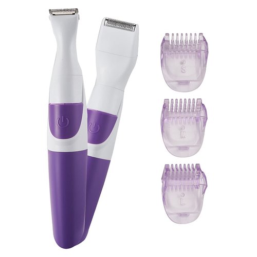 ZJchao Bikini Trimmer and Shaver for Women, 2 in 1 Waterproof Portable Safe Epilator Hair Removal Trimmer for Women Pubic Hair Face Leg Eyebrow Nose Lip Body, Purple