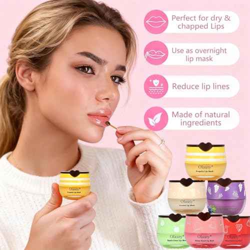 10 PCS Bee Lip Balm Honey Pot, Strawberry,Coconut,Watermelon,Cherry,Mint,Aloe,Grape & Peach, Honey Lip Balm Bulk, Moisturizing Sleep Lip Mask Hydrating Prevention Dry & Cracked, Reduce Lip Lines