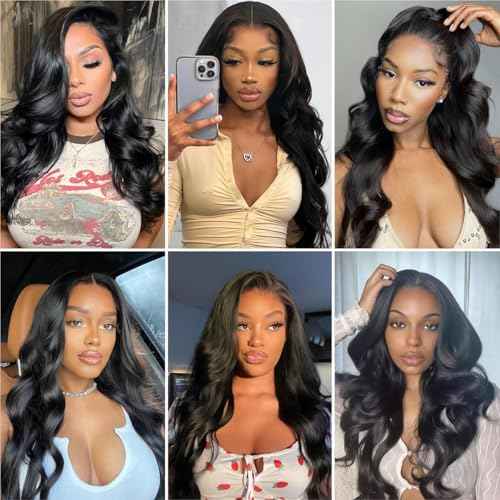 Brazilian Body Wave 4 Bundles Human Hair - 18, 18, 20, 20 Inch Unprocessed Human Hair Bundles - Natural Black Color Body Wave Hair Extensions
