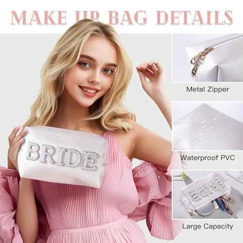 Bridal Shower Gifts?7-Piece Birde Gift Set with Tumbler, Tote, Slippers, Makeup Bag & More-Gift for Bride to be? Bachelorette Gifts for Her-Bridal Shower Decorations