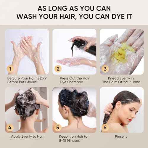Hair Dye Shampoo for Gray Hair, 3 in 1 Herbal Ingredients Natural Dye for Women Men, Grey Coverage(500mL,17.6 Fl Oz) (Black)