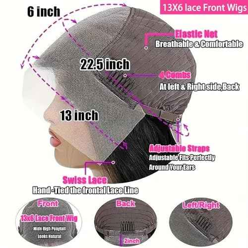 30Inch Water Wave Lace Front Wigs Human Hair 200 Density 13x6 HD Lace Front Wigs Pre Plucked Glueless Curly Human Hair Wigs For Women Water Wave Frontal Wigs