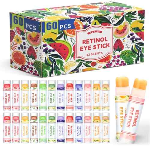 Retinol Eye Balm Stick with Retinol & Ceramide Complex - Facial Moisturizer for Dark Circles & Wrinkles - Under Eye Brightener Stick, Anti Wrinkle Hydrating Face Skincare(0.13oz *60pcs)